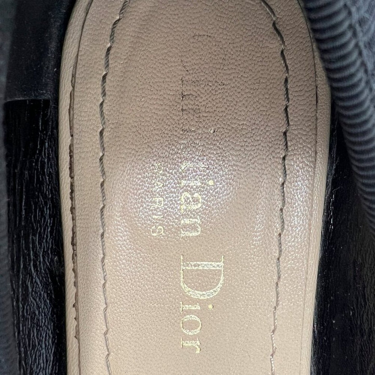 Christian Dior Miss Dior Black Mesh Ballet Flats with J'ADIOR Logo Bow, Size 38