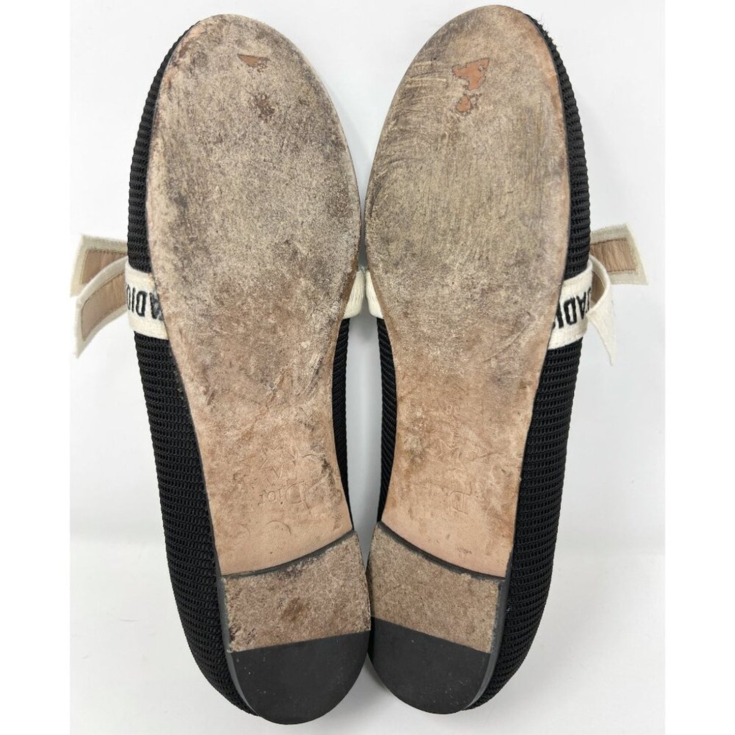 Christian Dior Miss Dior Black Mesh Ballet Flats with J'ADIOR Logo Bow, Size 38