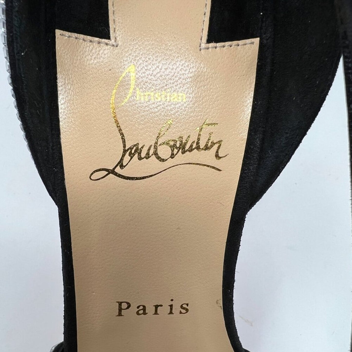 Christian Louboutin Chiara Crystal Embellished Black Suede Pointed Heels Pumps