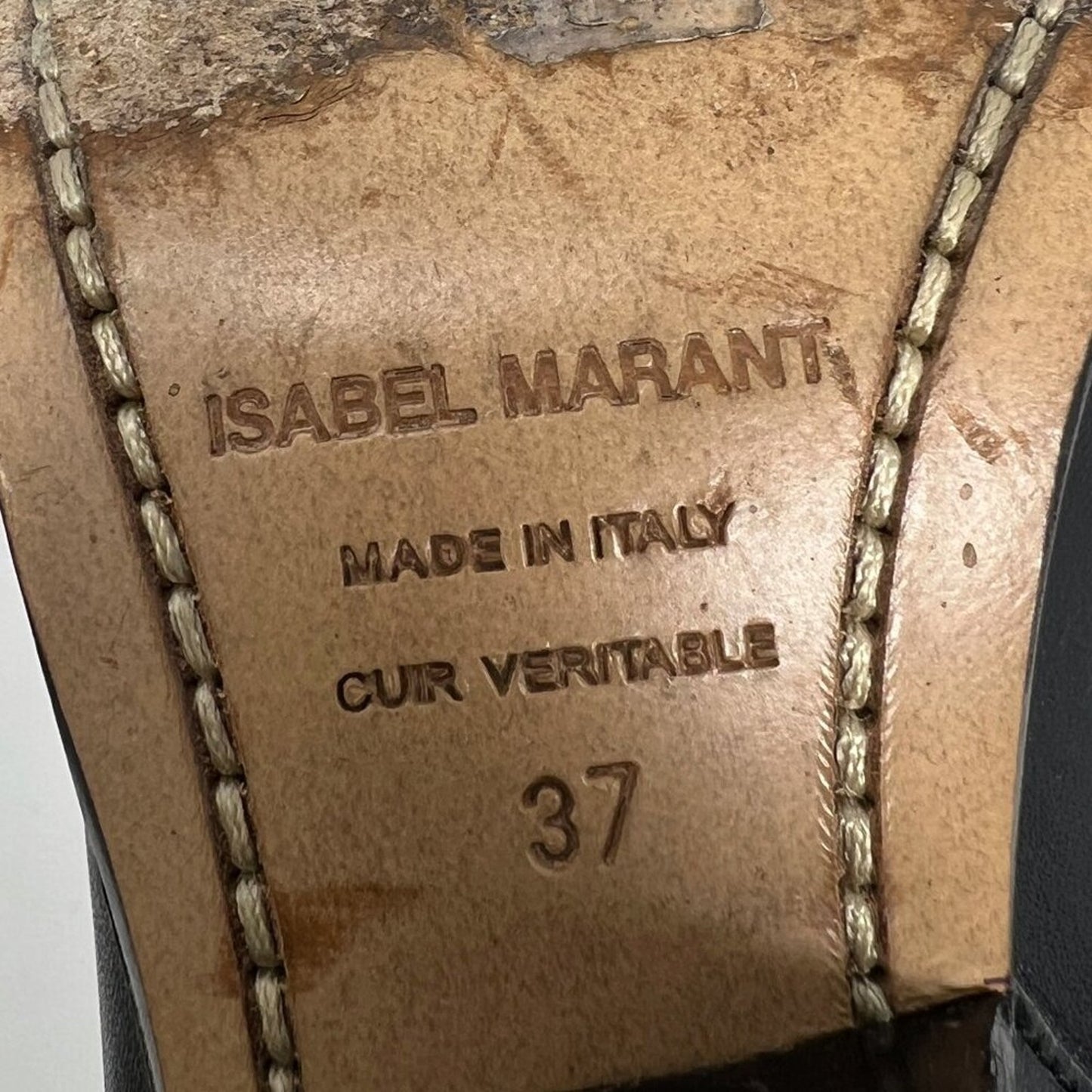 Isabel Marant Black Leather Metal Pointed Western Cowboy Mid Calf Heeled Boots