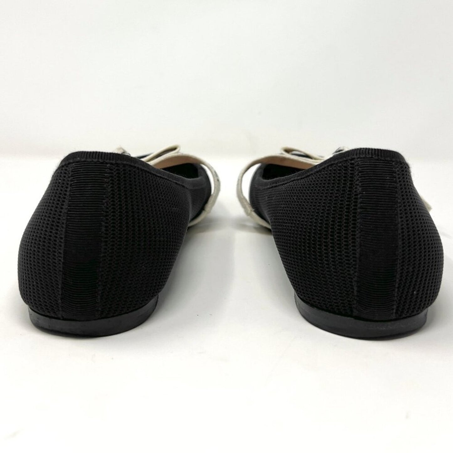 Christian Dior Miss Dior Black Mesh Ballet Flats with J'ADIOR Logo Bow, Size 38