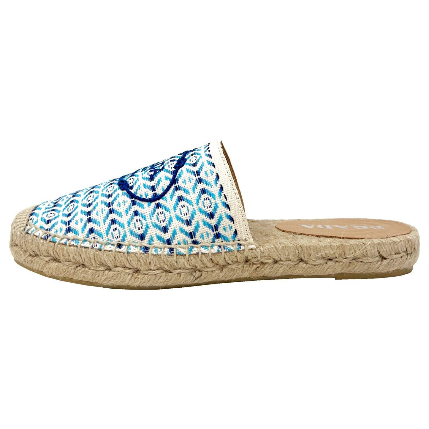 Prada Nastro Jacquard Blue White Embroidered Logo Espadrilles Flats Slippers