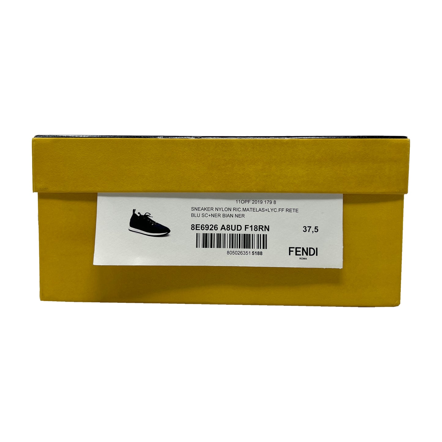 Fendi Trainers Navy Blue Quilted Nylon FFreedom Logo White Sole Sneakers Size EU 37.5