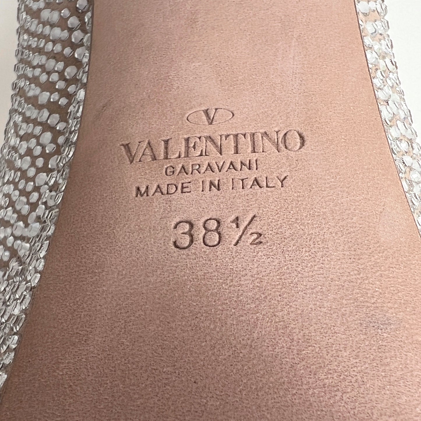 Valentino Tan-Go Strass Crystal Embellished Suede Platform Pumps Size EU 38.5