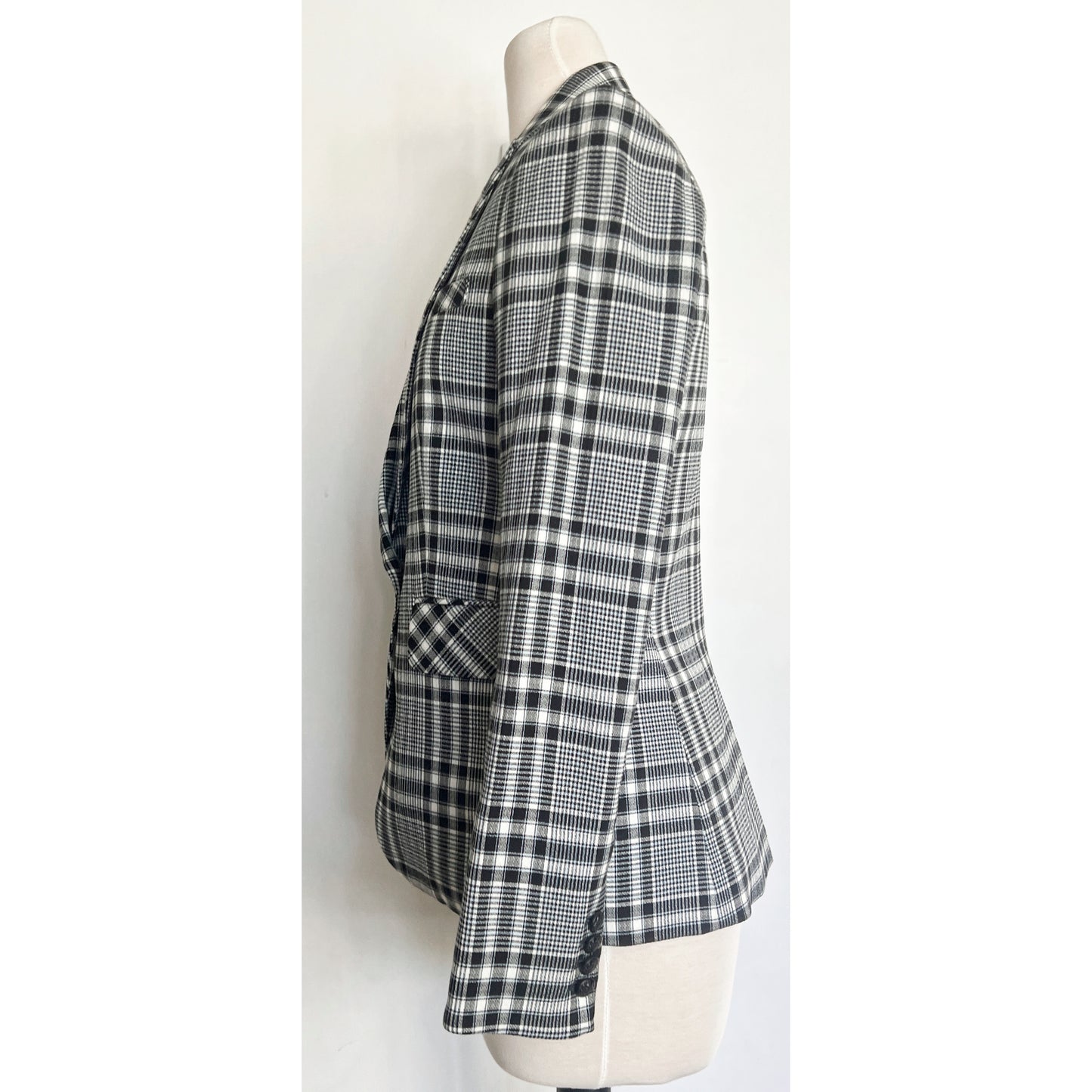 Veronica Beard Ada Dickey Plaid Pattern One Button Fitted Blazer Jacket Size 4