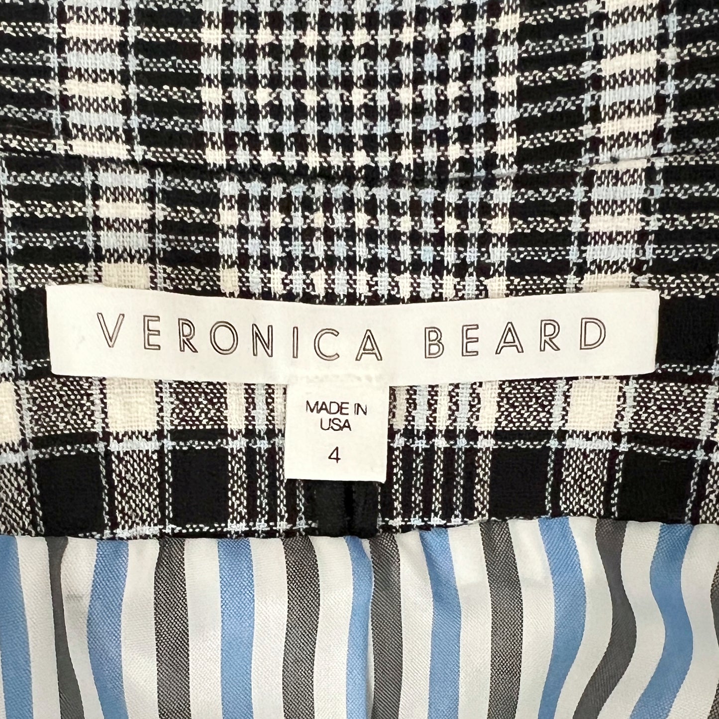 Veronica Beard Ada Dickey Plaid Pattern One Button Fitted Blazer Jacket Size 4
