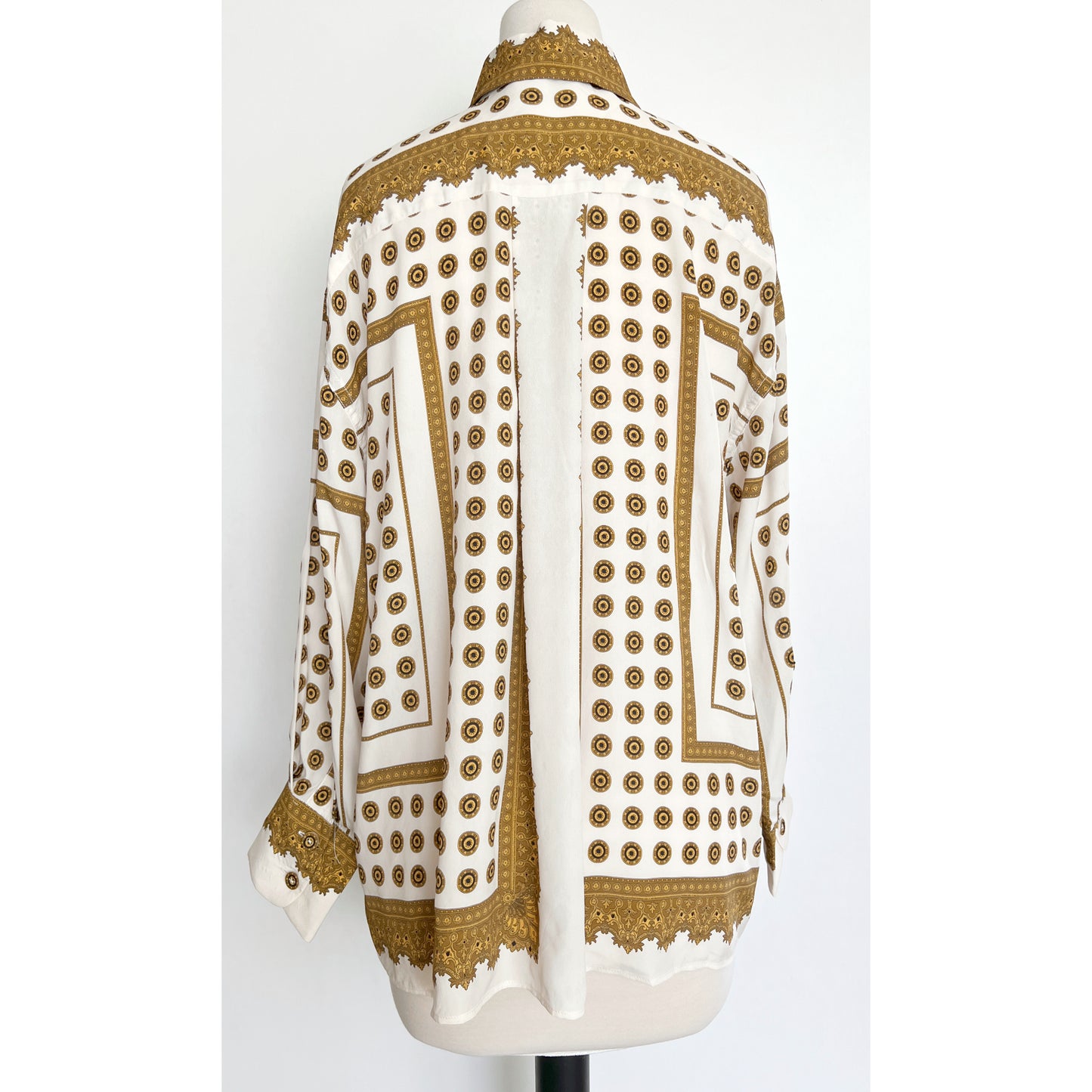Zimmermann White Gold Neckties Polka-Dot Twill Shirt Blouse Size US 8
