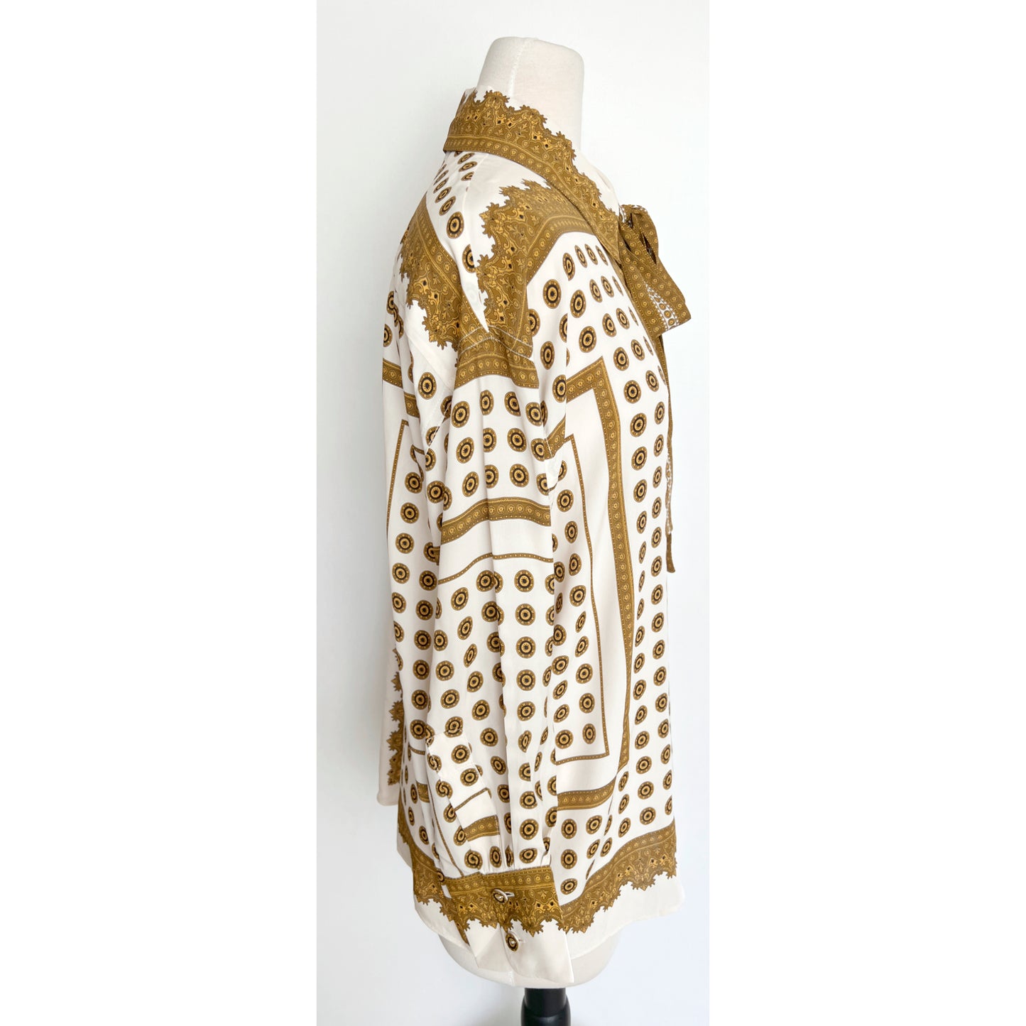Zimmermann White Gold Neckties Polka-Dot Twill Shirt Blouse Size US 8