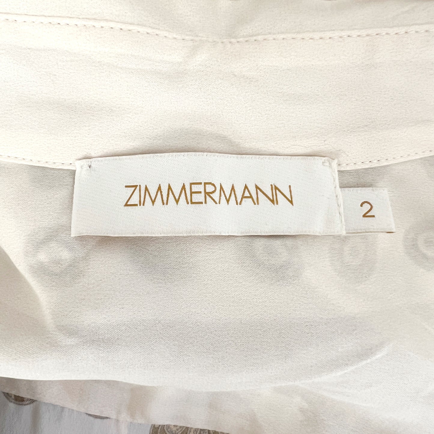 Zimmermann White Gold Neckties Polka-Dot Twill Shirt Blouse Size US 8