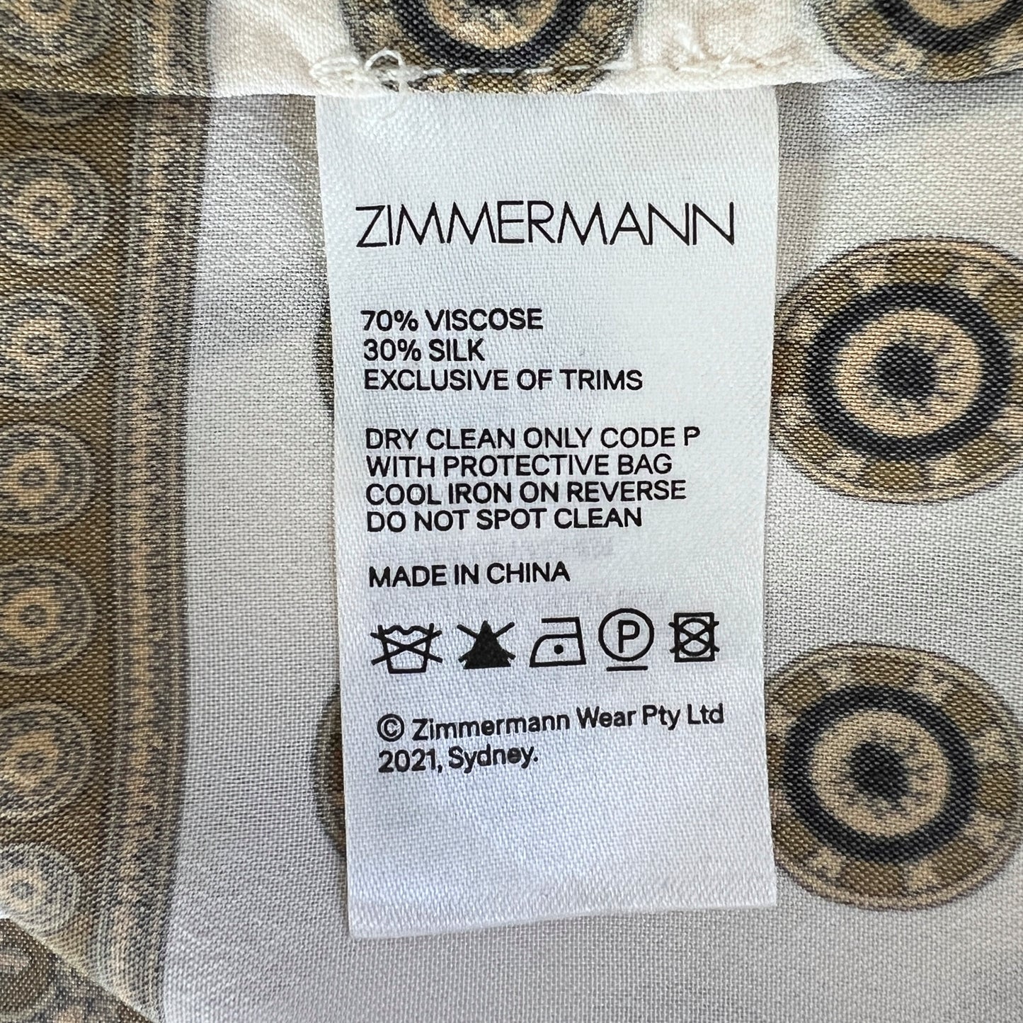 Zimmermann White Gold Neckties Polka-Dot Twill Shirt Blouse Size US 8