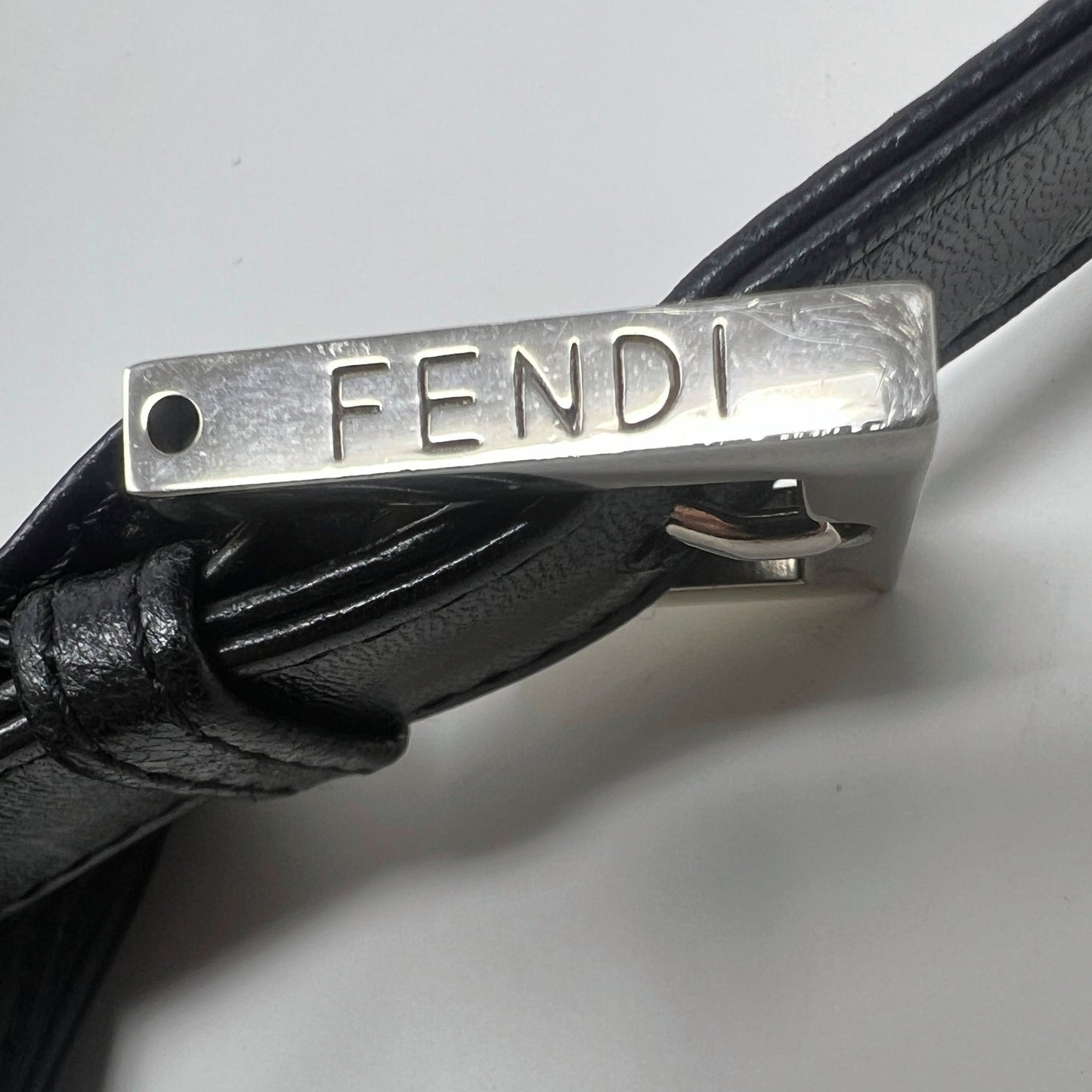 Fendi Black Neoprene Logo Buckle Leather Trim Baguette Flap Shoulder Bag