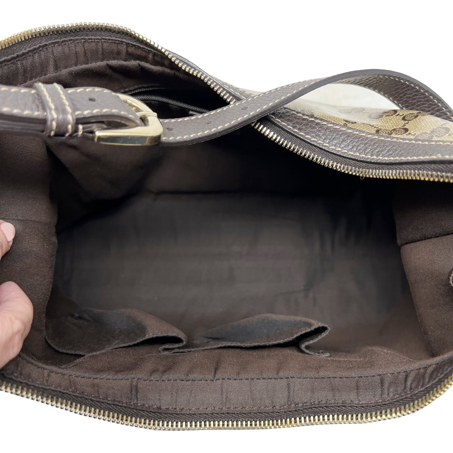 Gucci Crystal Brown GG Supreme Monogram Hobo Shoulder Bag