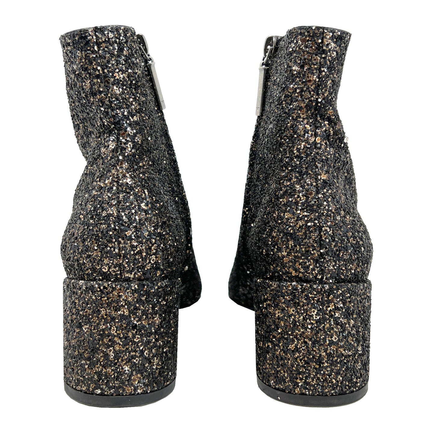 Saint Laurent Loulou 50 Metallic Glitter Low Heel Almond Toe Ankle Boots Size EU 38.5