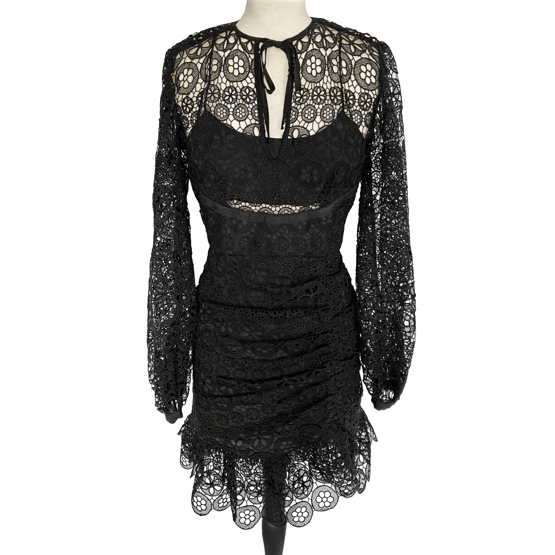 Self Portrait Black Long Sleeve Circle Floral Lace Mini Dress Size US shopthegcc Self Portrait Black Long Sleeve Circle Floral Lace Mini Dress Size US shopthegcc