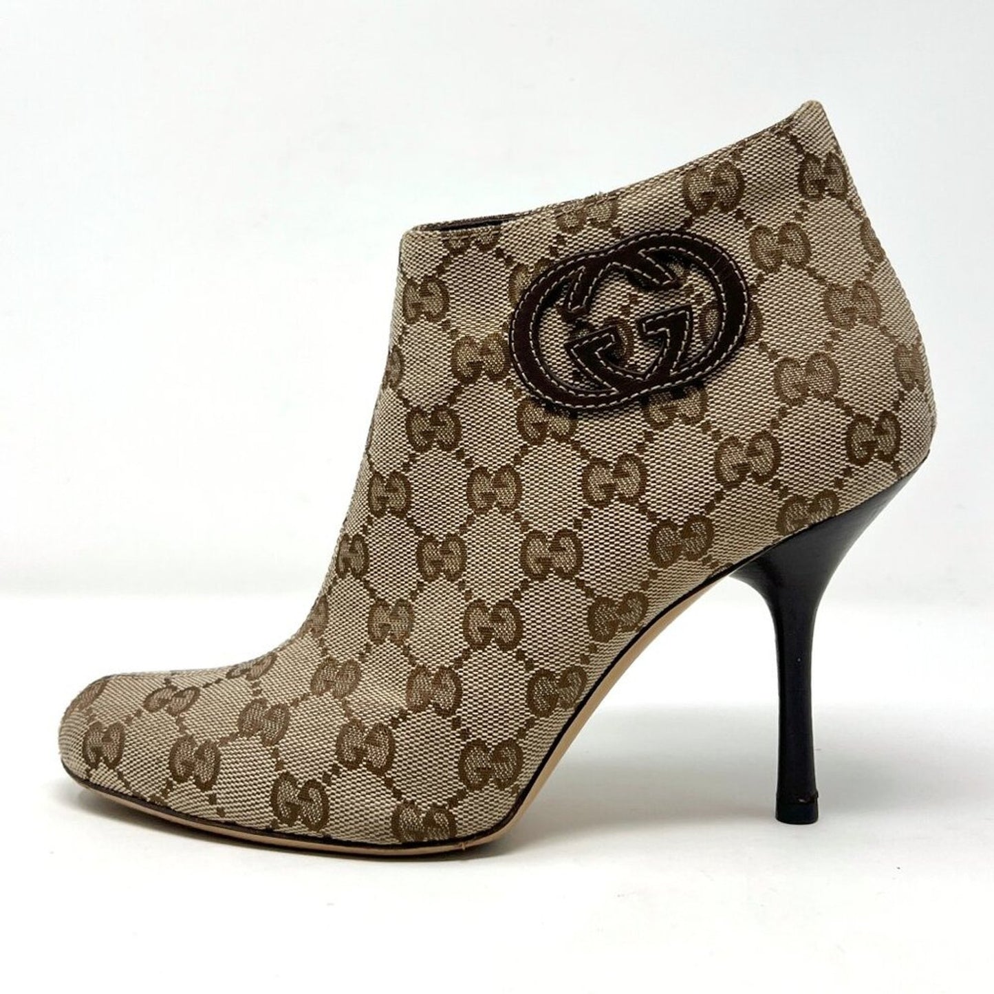 Gucci Vintage Monogram GG Canvas Booties with Stiletto Heel – Size 7B