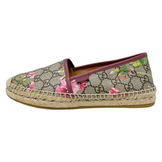 Gucci Bloom Pink Floral Logo Monogram Espadrilles Slip-On Flats Size EU 38.5