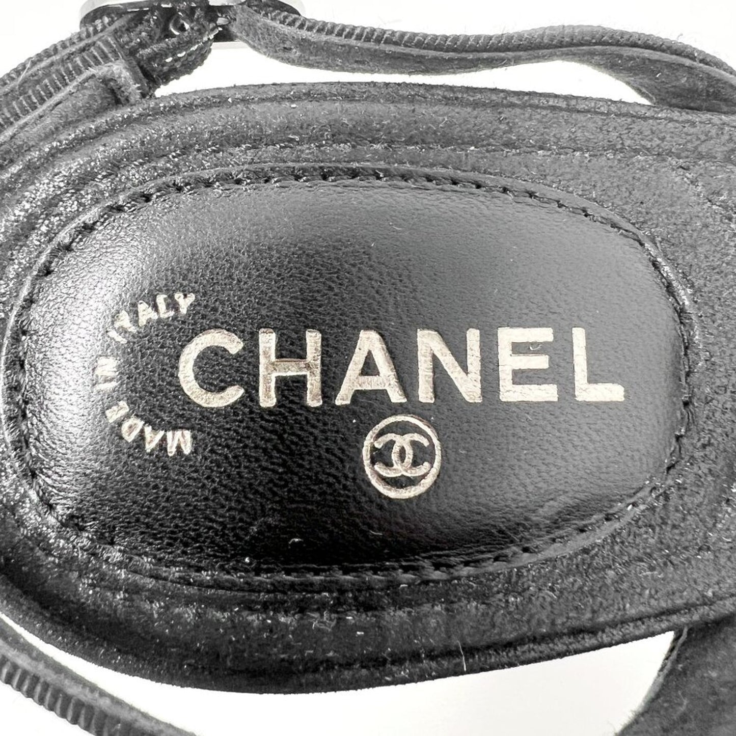 Chanel Camellia Bow Grosgrain Slingback Heels Black/White EU 38 85mm