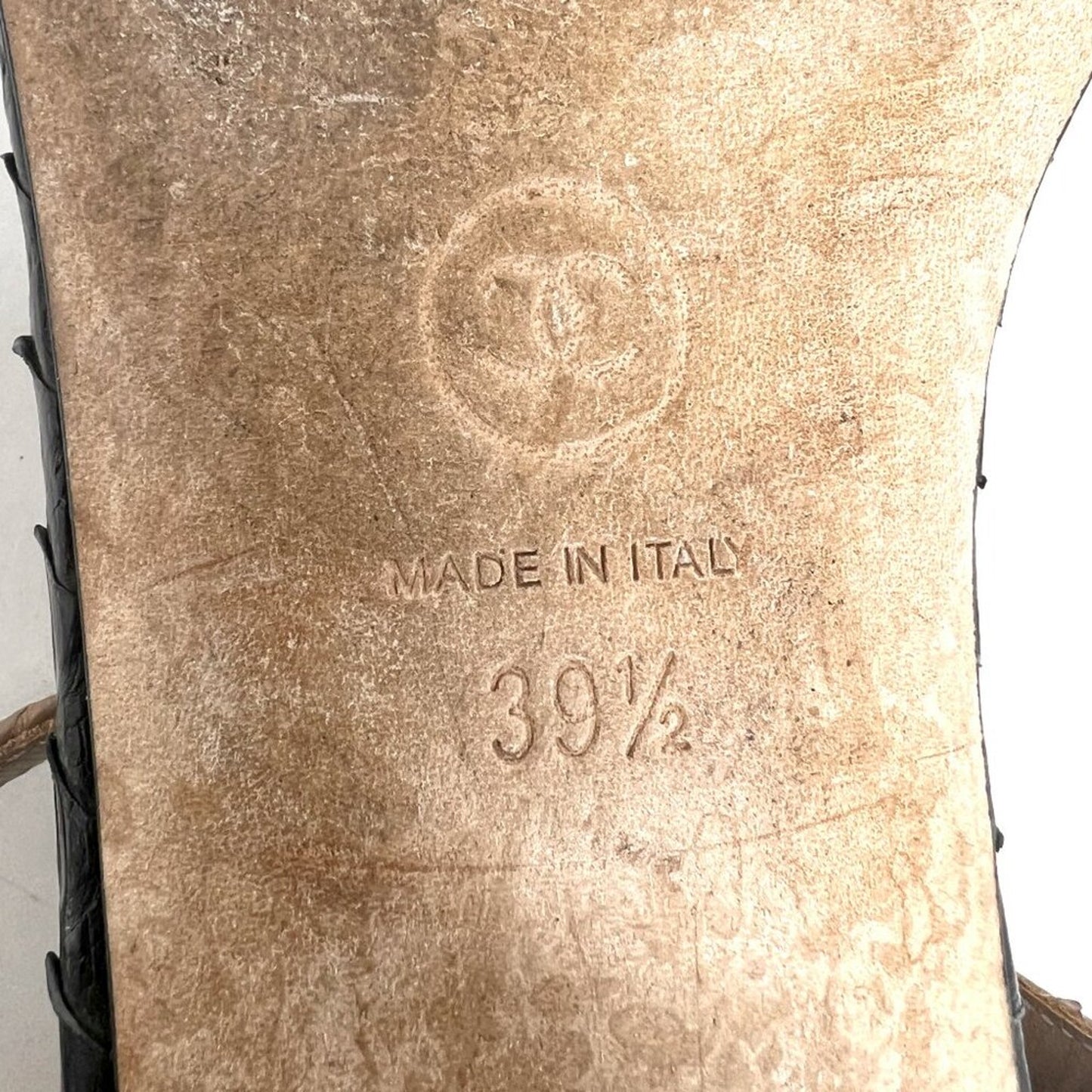 Chanel Python Leather CC Logo T-Strap Sandals Tan/Black EU39.5