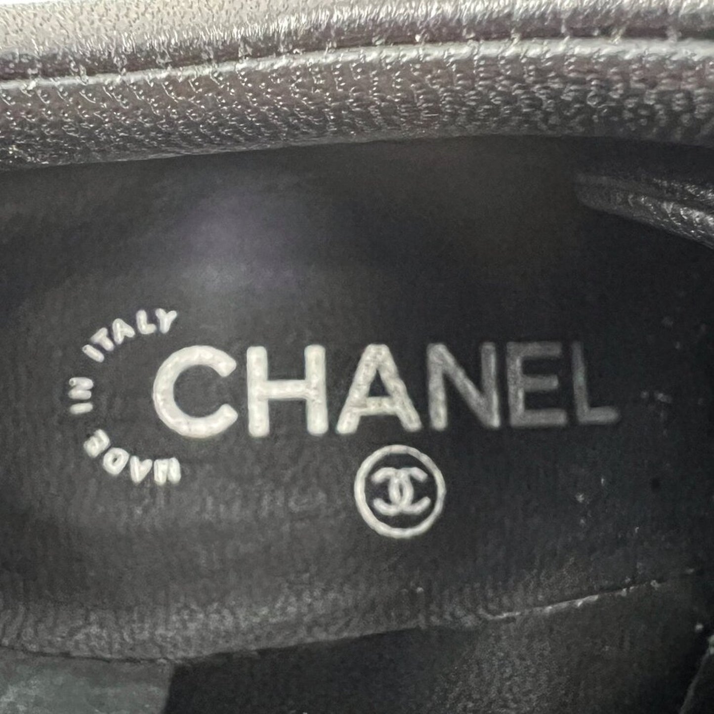 Chanel Black Patent Chain Wedge Booties – Spring 2014 Size 38.5