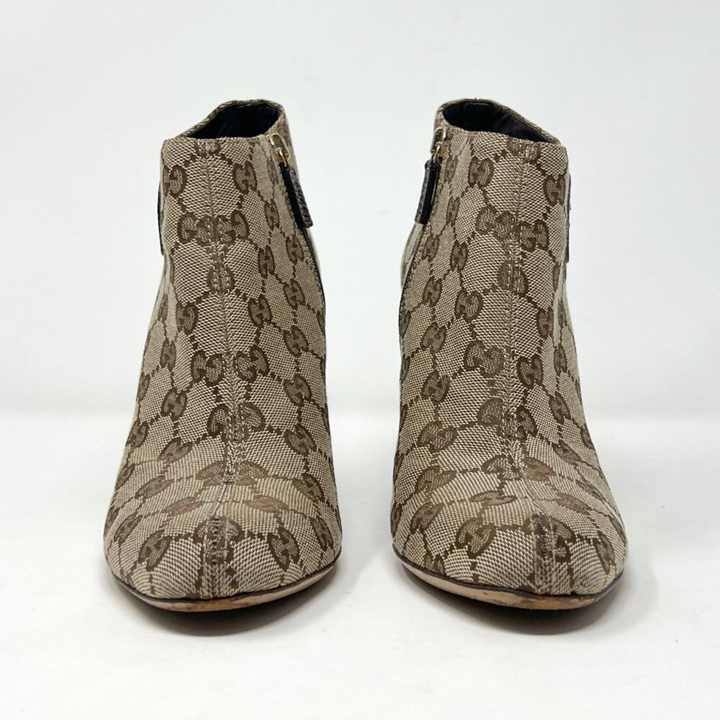 Gucci Vintage Monogram GG Canvas Booties with Stiletto Heel – Size 7B
