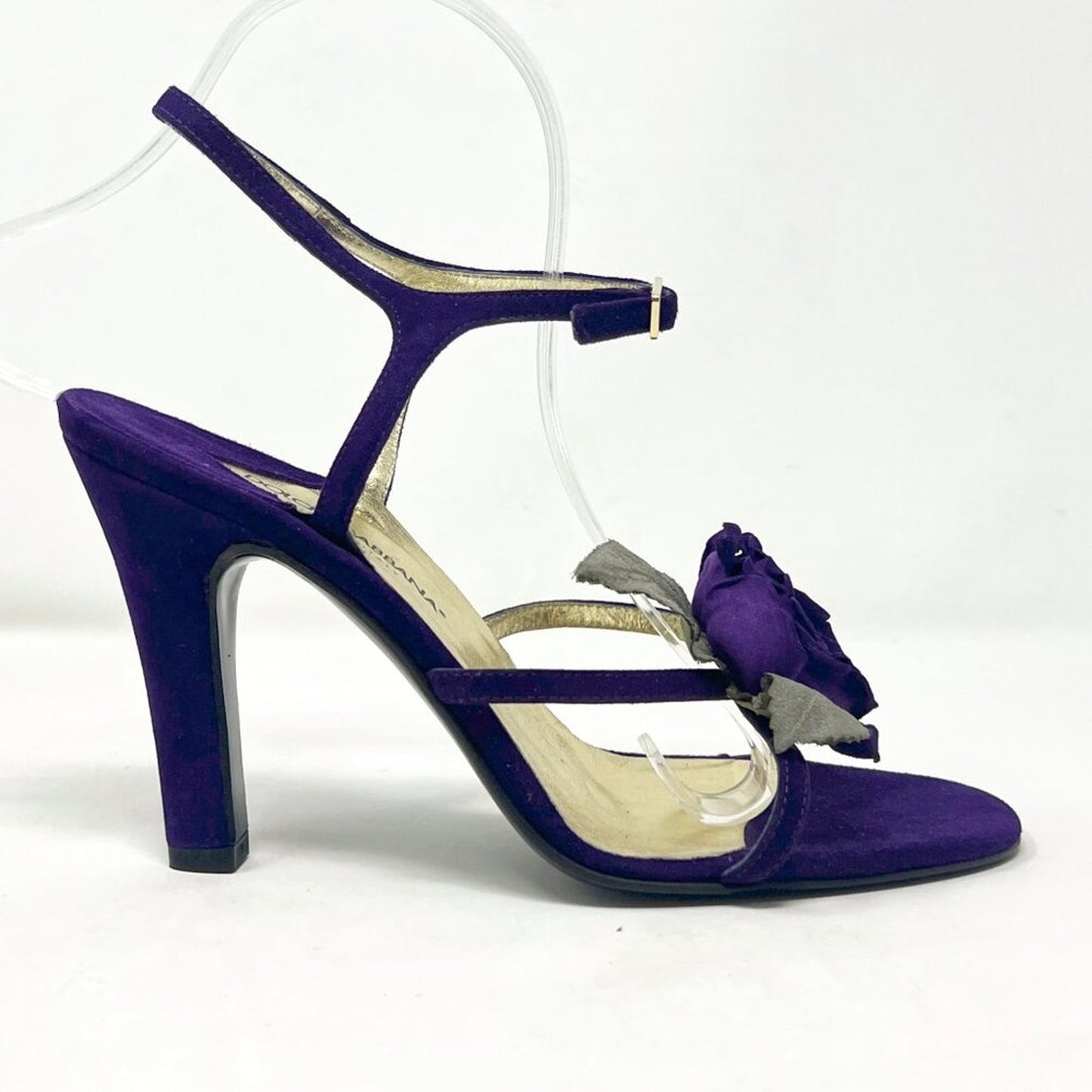 Vintage Y2K Dolce & Gabbana Suede Floral Ankle-Strap Heels Purple 37.5