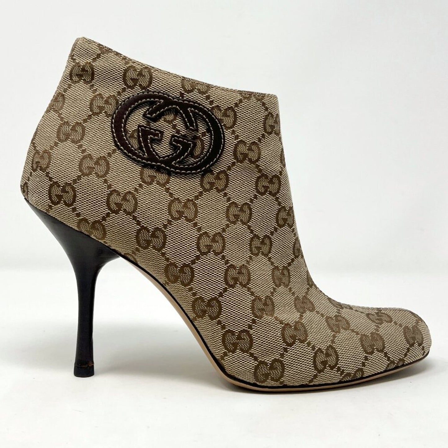 Gucci Vintage Monogram GG Canvas Booties with Stiletto Heel – Size 7B