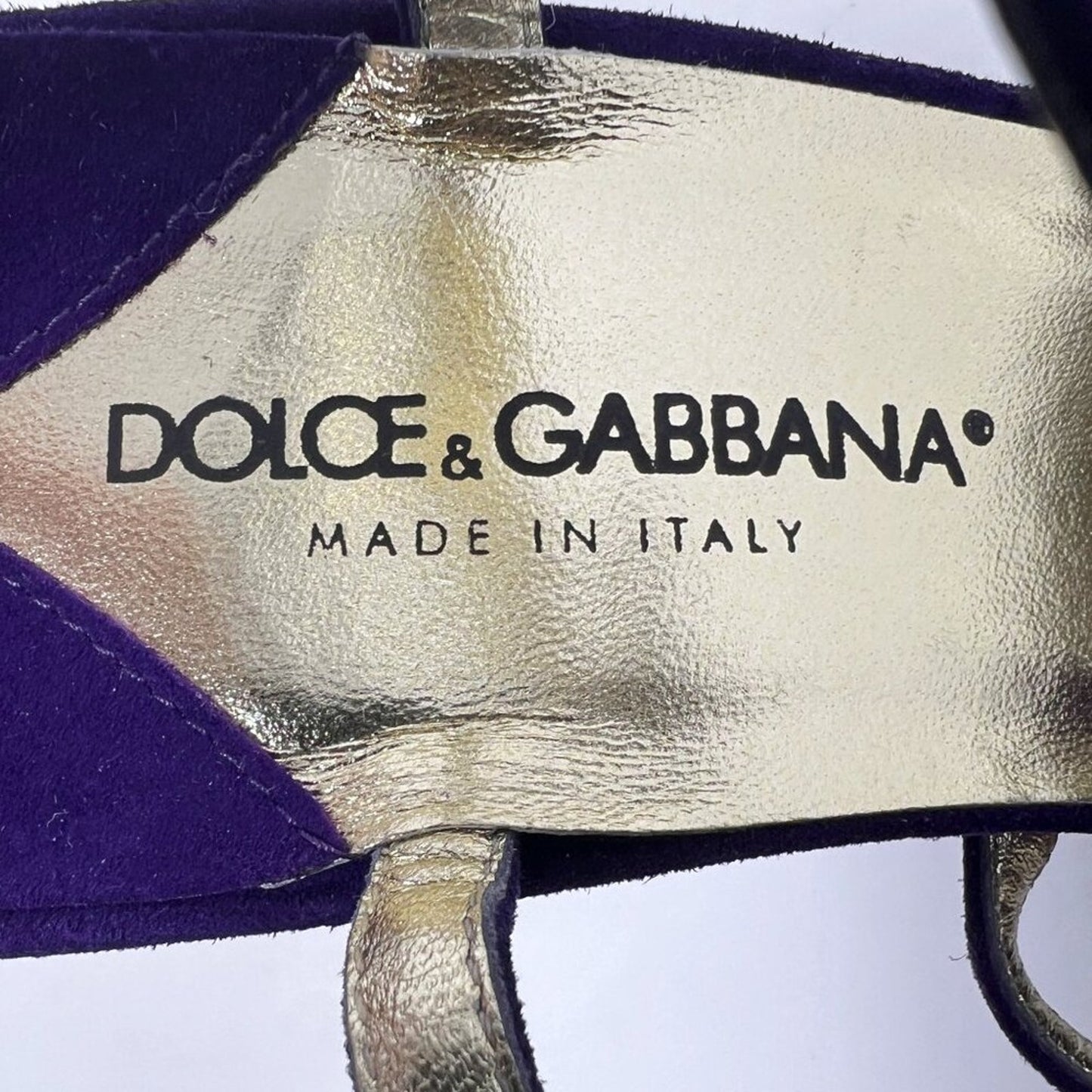 Vintage Y2K Dolce & Gabbana Suede Floral Ankle-Strap Heels Purple 37.5
