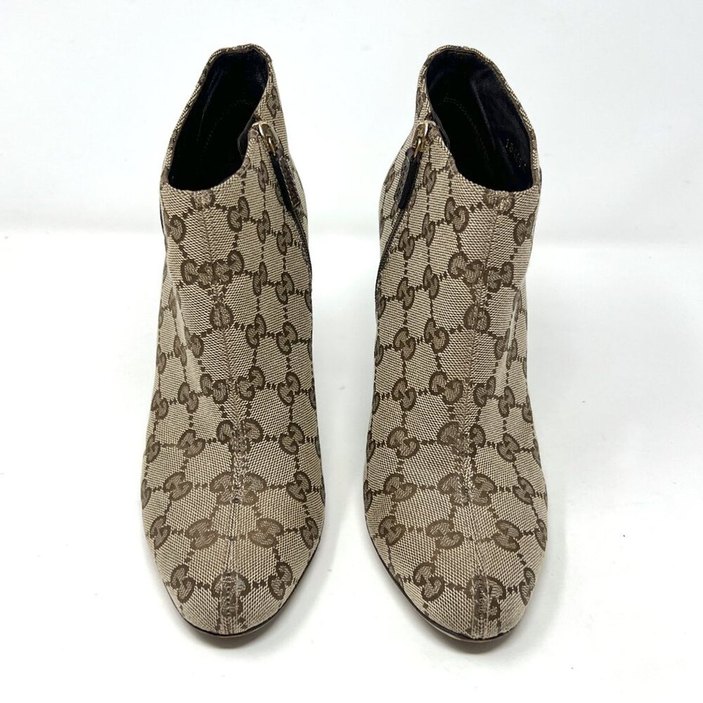 Gucci Vintage Monogram GG Canvas Booties with Stiletto Heel – Size 7B
