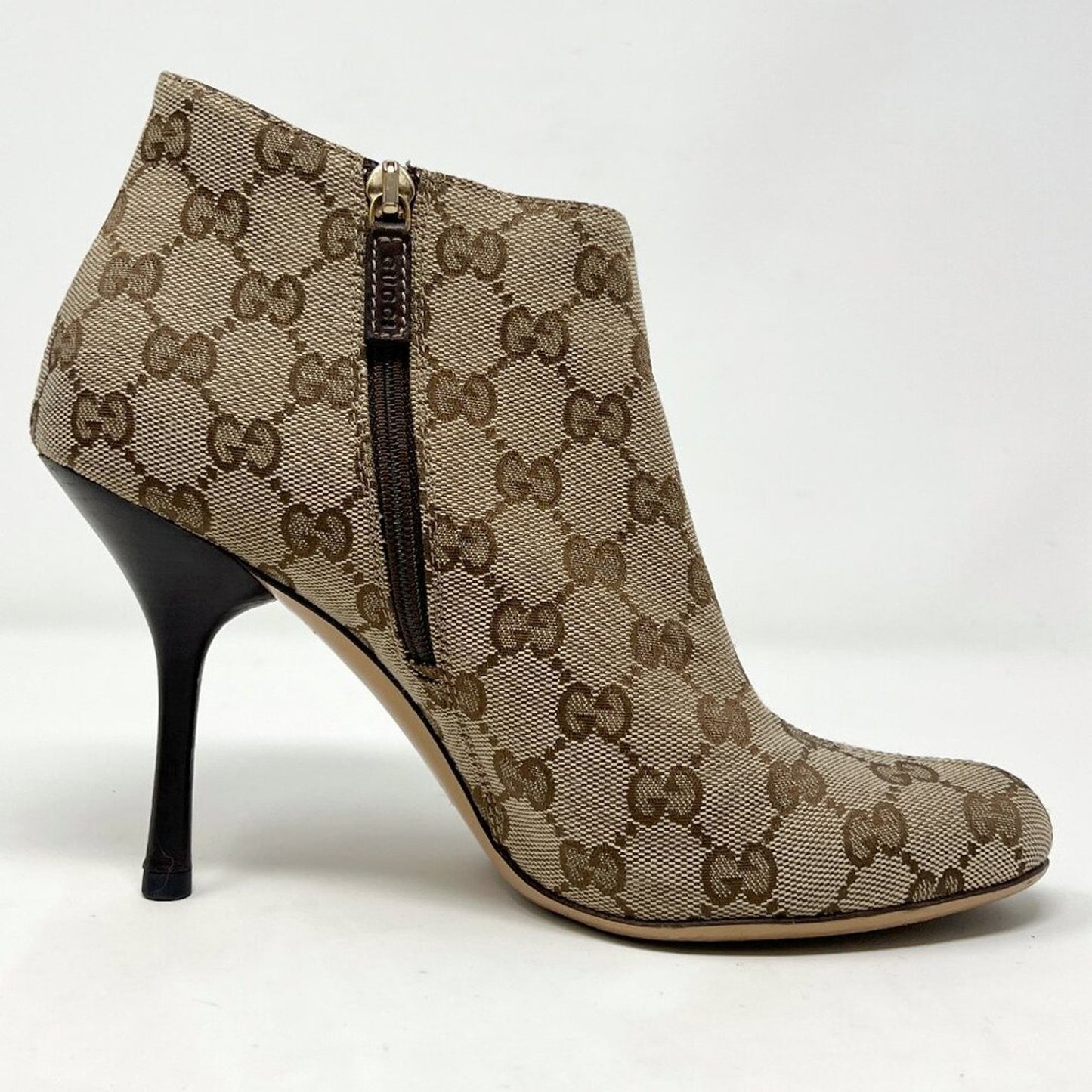 Gucci Vintage Monogram GG Canvas Booties with Stiletto Heel – Size 7B