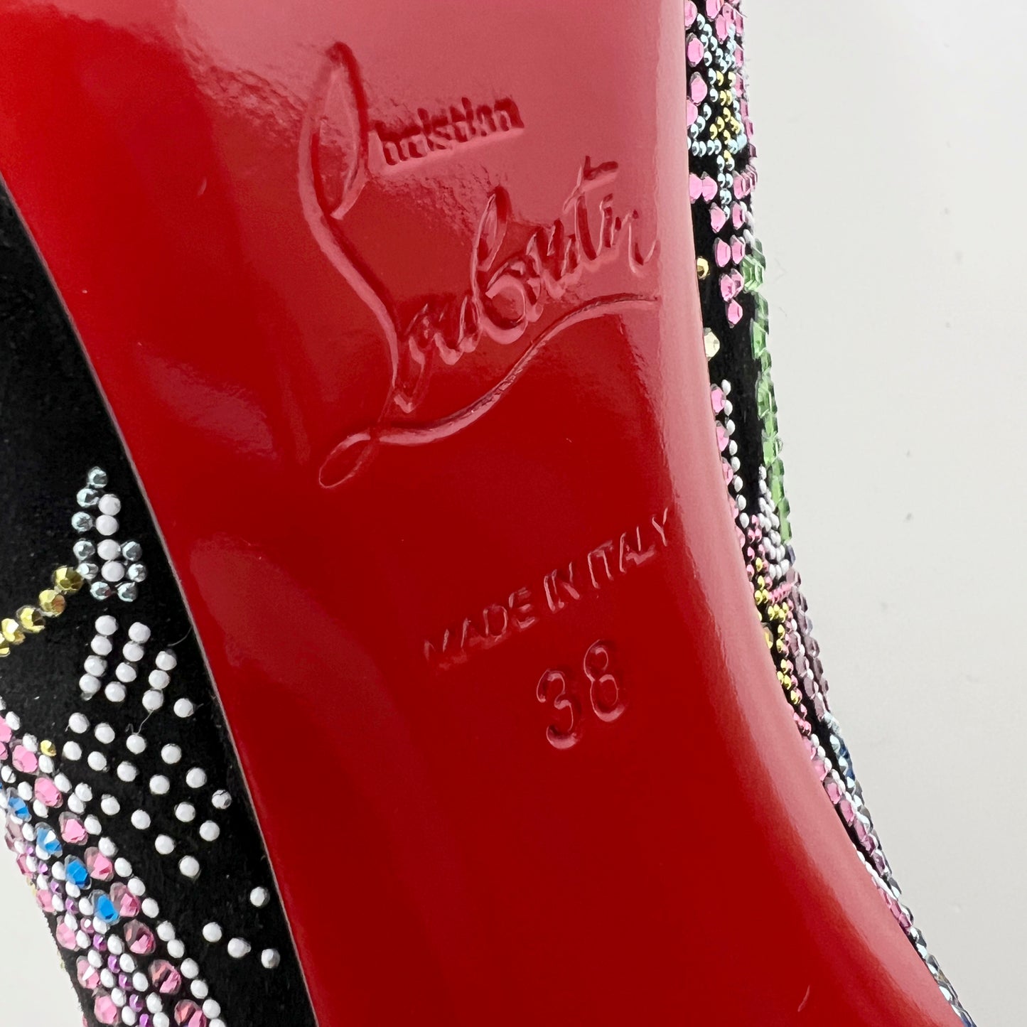 Christian Louboutin Limited Edition Crystal Studded Hot Chick Pumps Size EU 38