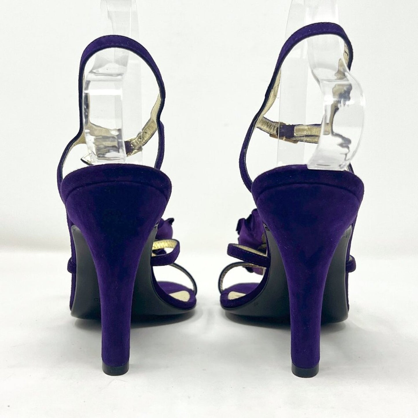 Vintage Y2K Dolce & Gabbana Suede Floral Ankle-Strap Heels Purple 37.5