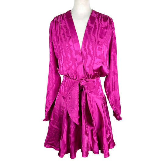 Silvia Tcherassi Aglioni Pink Magenta Deep V Neck Long Sleeve Mini Dress