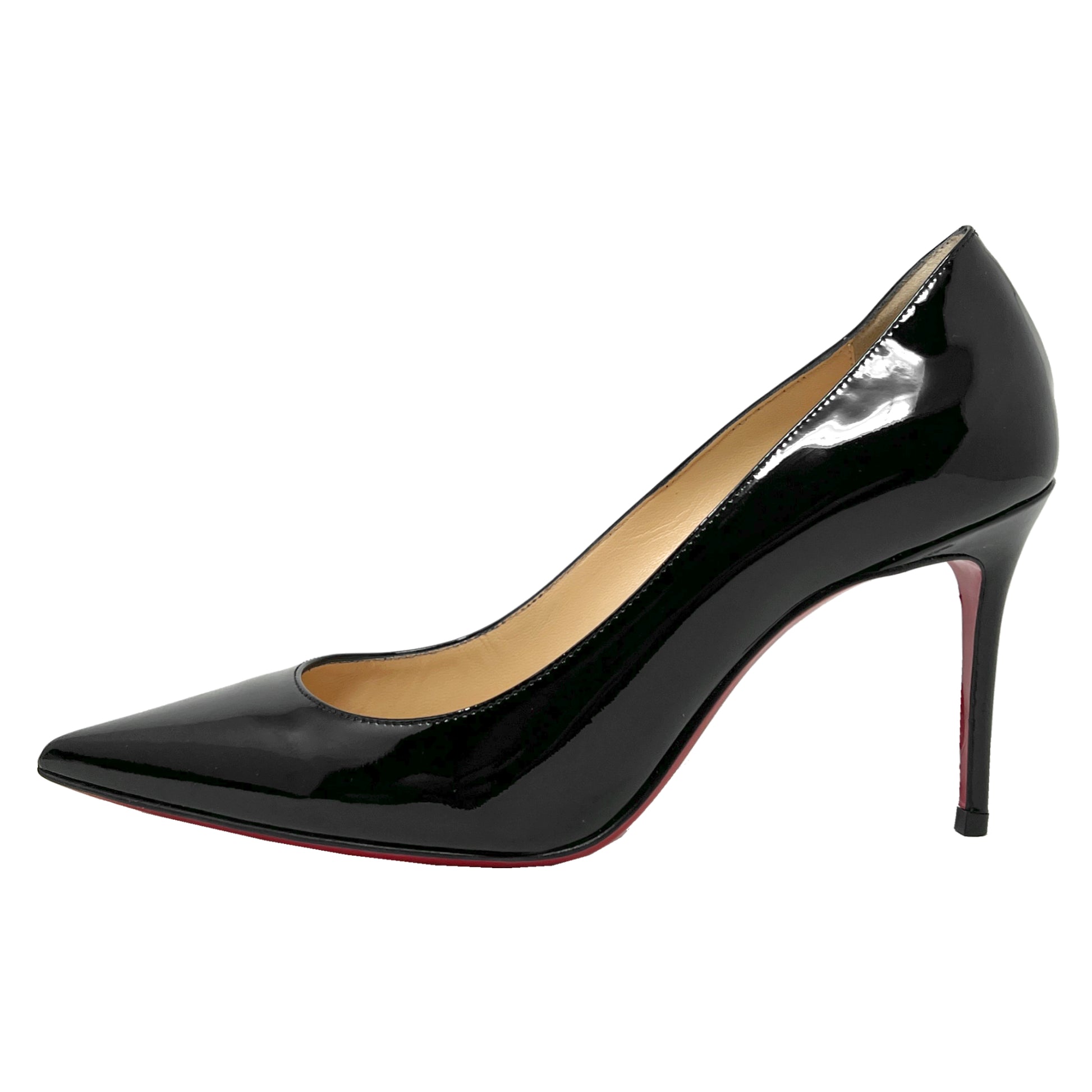 Christian Louboutin Black Patent Leather Kate 100 Pointed Toe Stiletto Heels Pumps