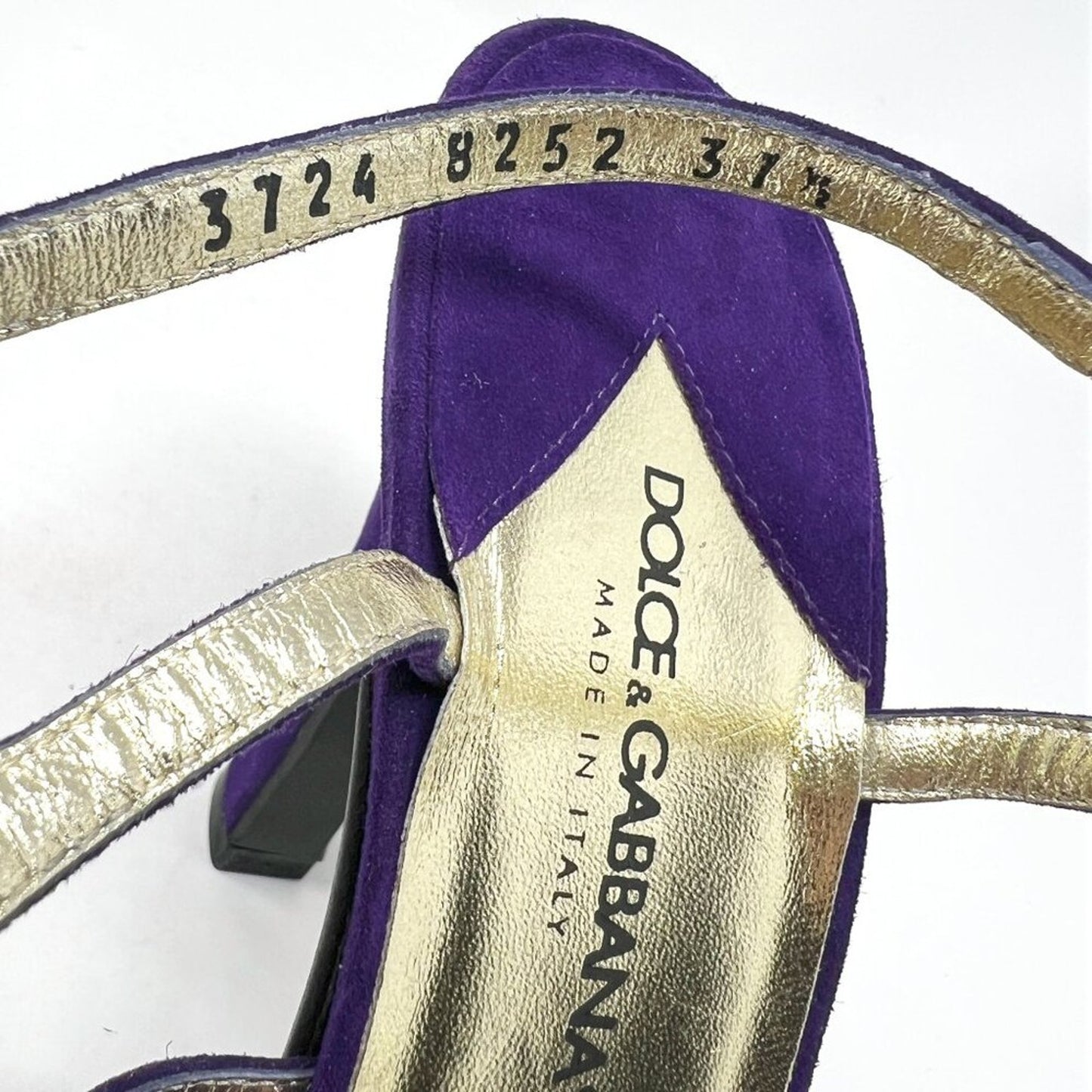 Vintage Y2K Dolce & Gabbana Suede Floral Ankle-Strap Heels Purple 37.5