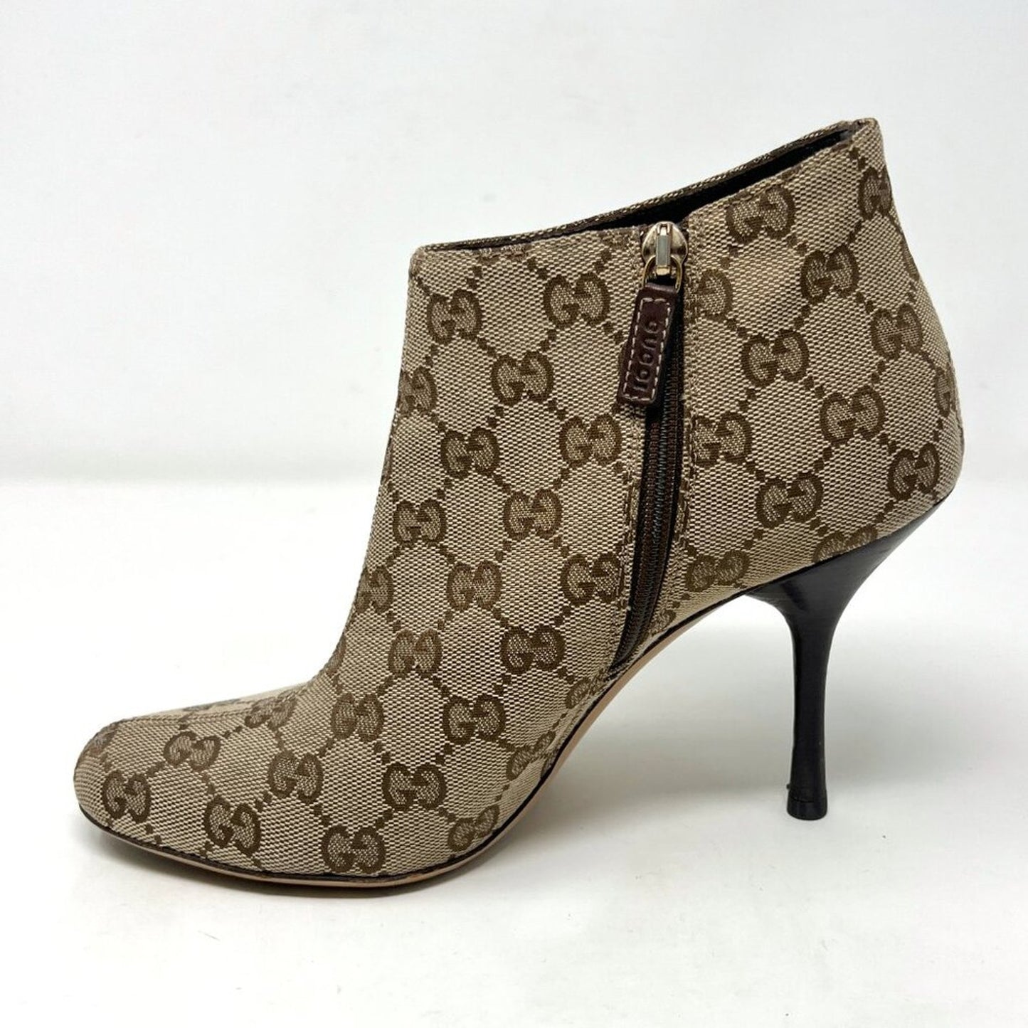 Gucci Vintage Monogram GG Canvas Booties with Stiletto Heel – Size 7B