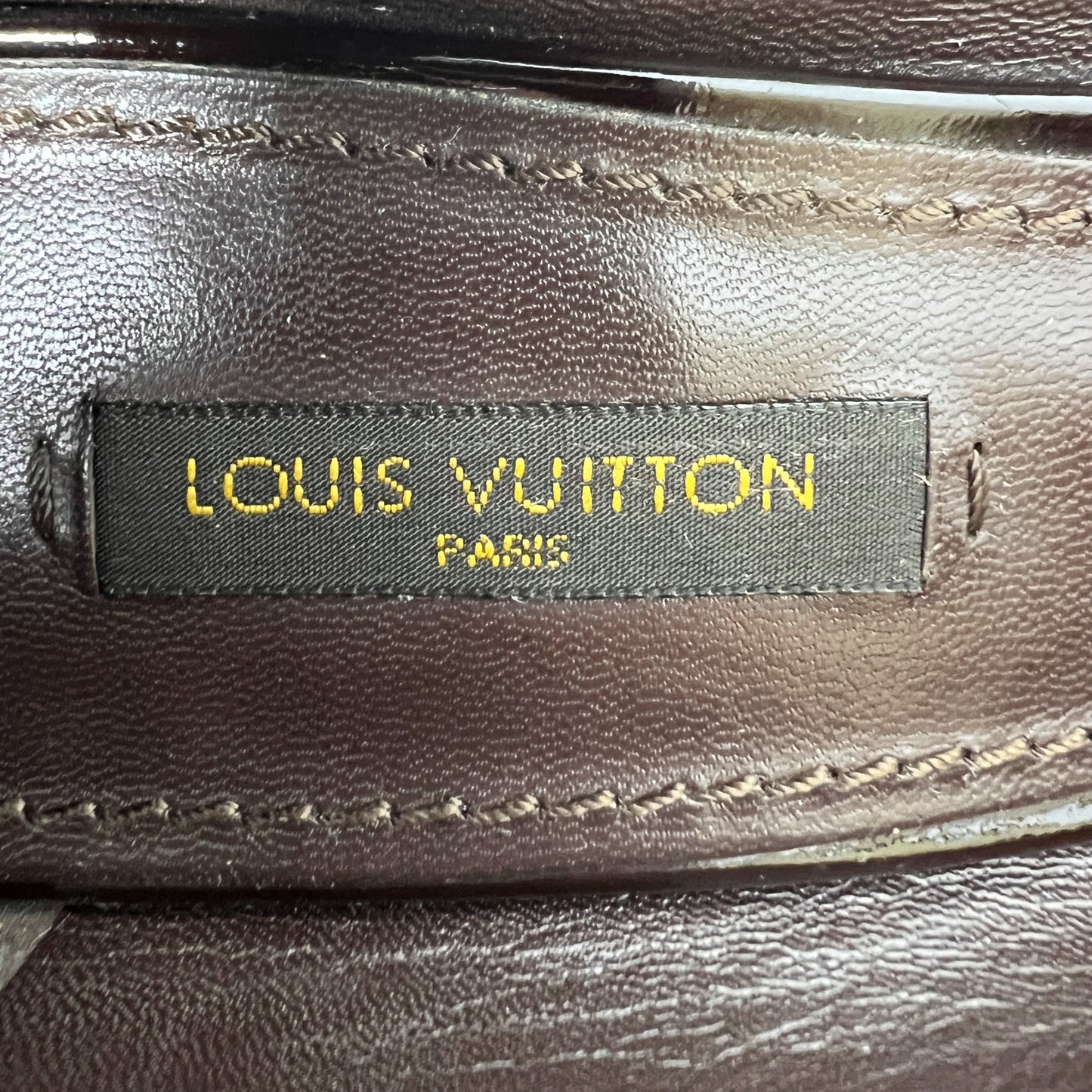 Louis Vuitton Brown Monogram Canvas Logo Peep Toe Mary Jane Platform Pumps Heels Size EU 37.5