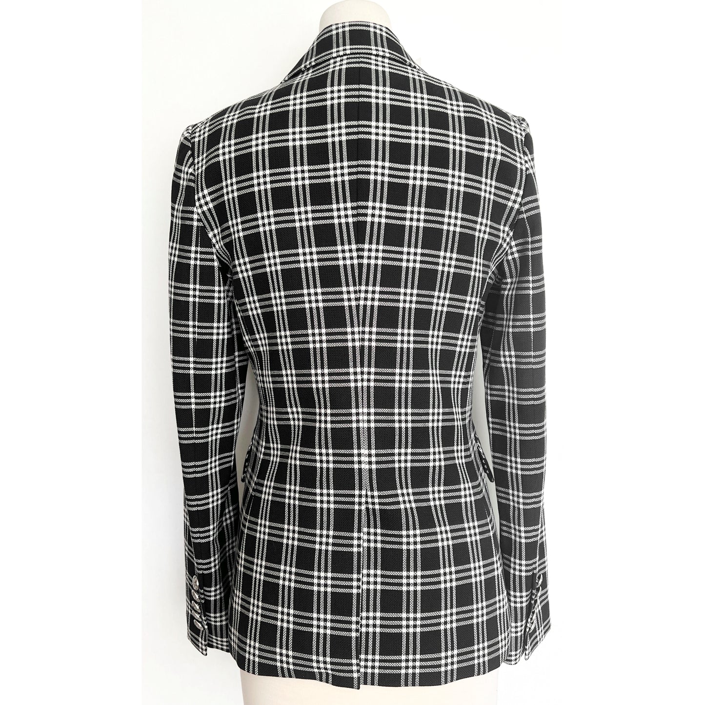 Veronica Beard Lyda Plaid Pattern Black White One Dickey Button Blazer Jacket Size 6