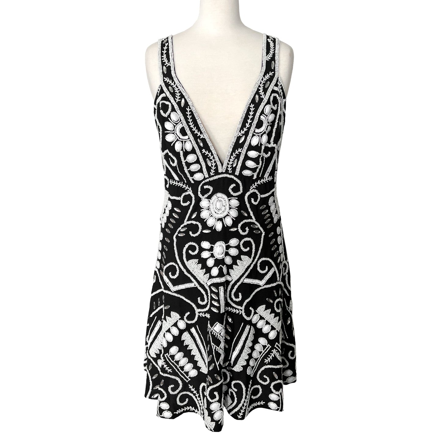 alexis beaded mini dress Alexis Jerza Black and White Embellished Mini Dress Size XL shopthegcc
