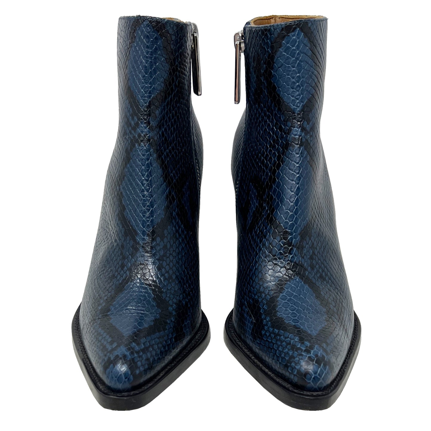 Chloe Rylee Embossed Blue Leather Snakeskin Effect Ankle Boots