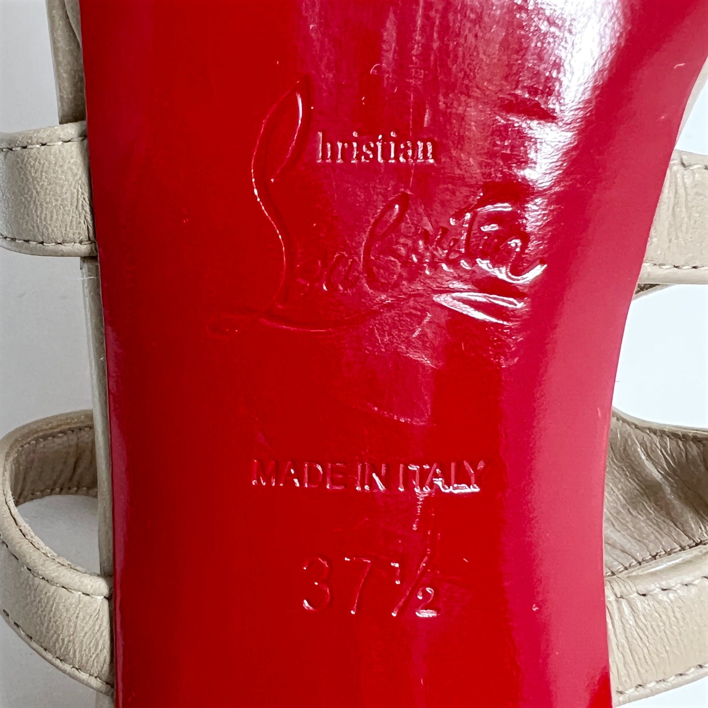 Christian Louboutin Amazoubille Studded Leather Gladiator Caged Heels Sandals Size EU 37.5