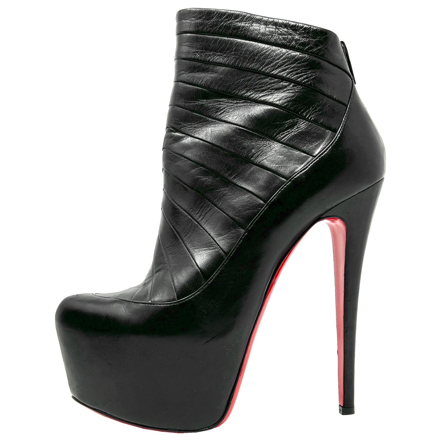 Christian Louboutin Amor 160 Black Leather Platform High Heels Ankle Boots Size EU 37.5