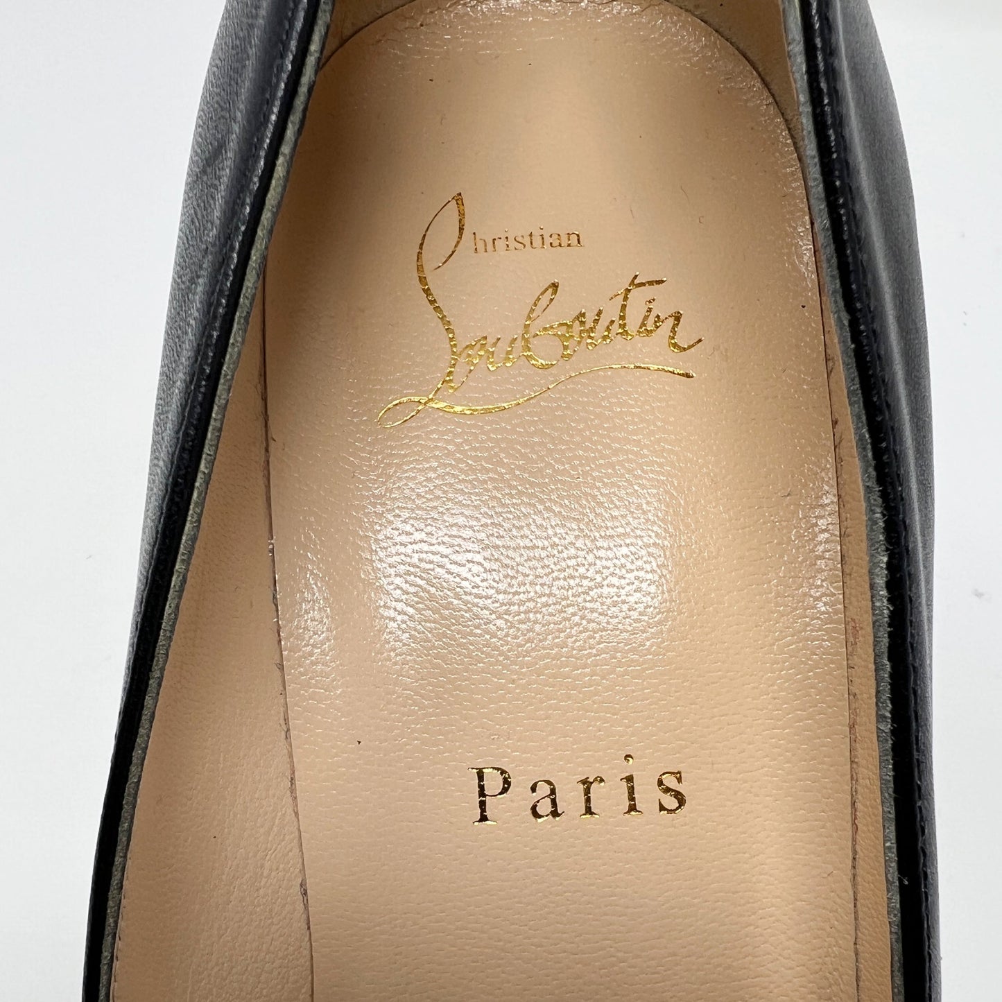 Christian Louboutin Eloise 85 Black Leather Classic Almond Toe Heels Pumps Size EU 39