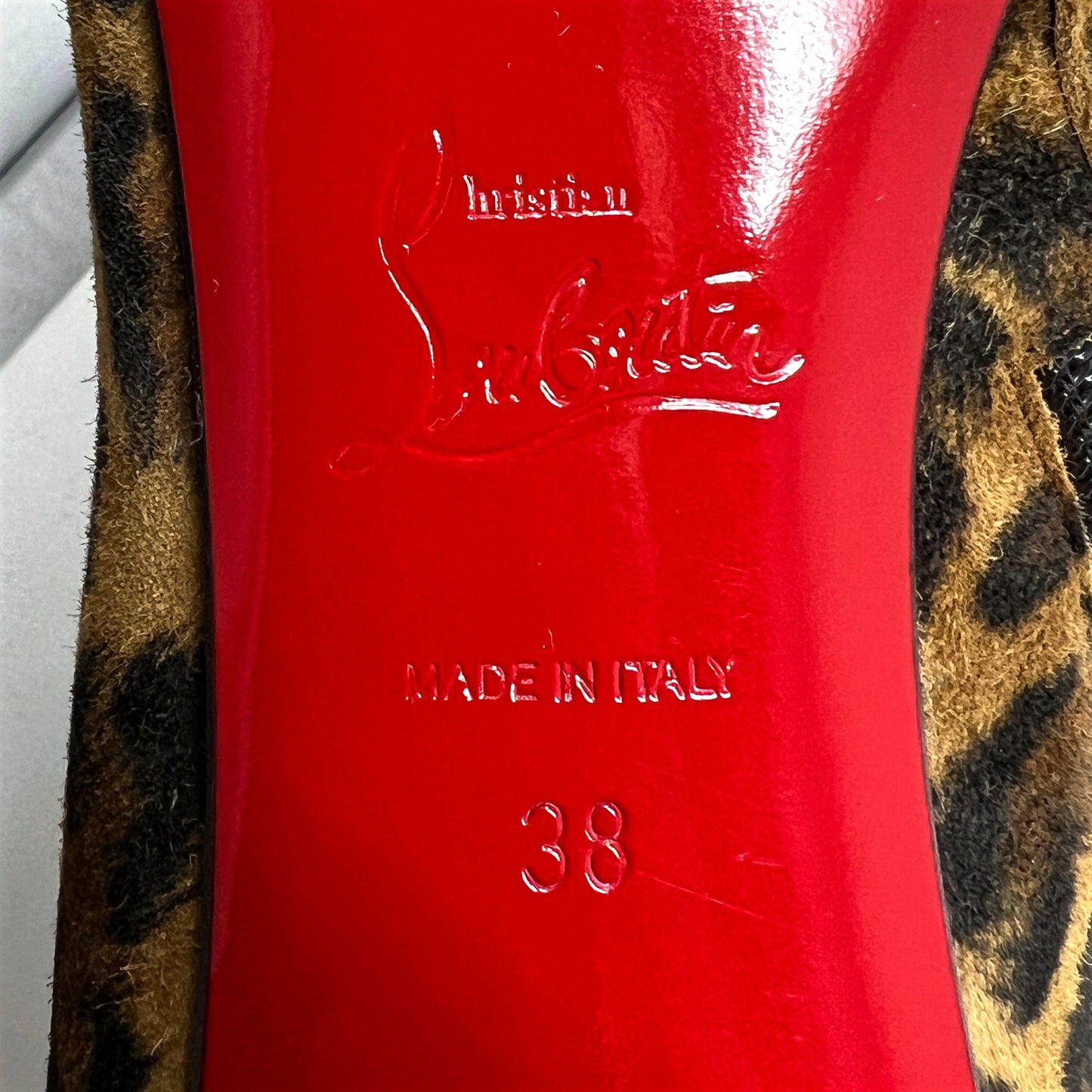Christian Louboutin Eloise 85 Suede Leopard Animal Print Ankle Boot Heels Size Eu 38