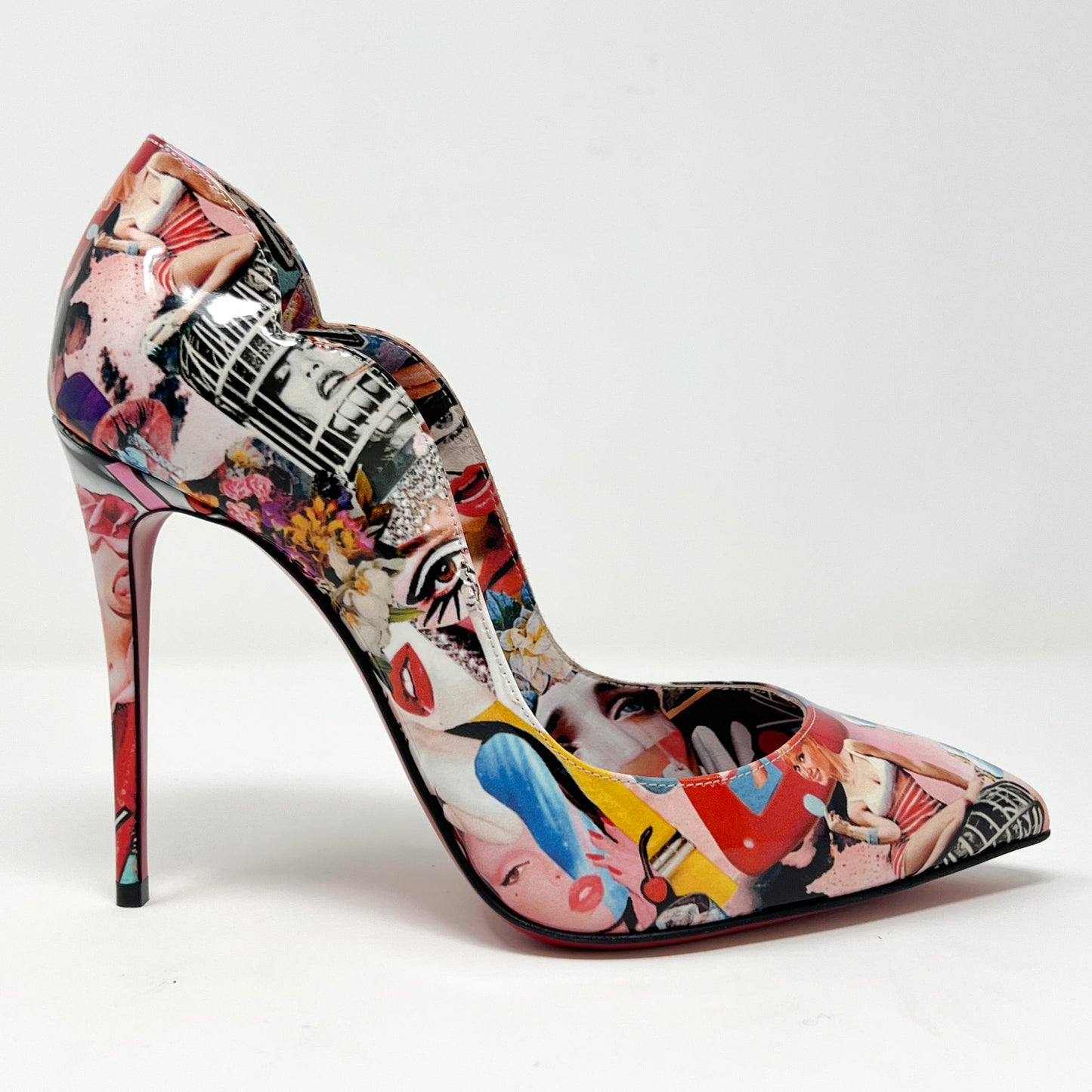Christian Louboutin Hot Chick 100 Multicolor Oh Xtian Print Pointed Heels Pumps Size EU 36