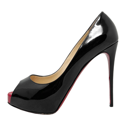 Christian Louboutin New Very Prive 120 Patent Leather Peep Toe Platform Heels Pumps