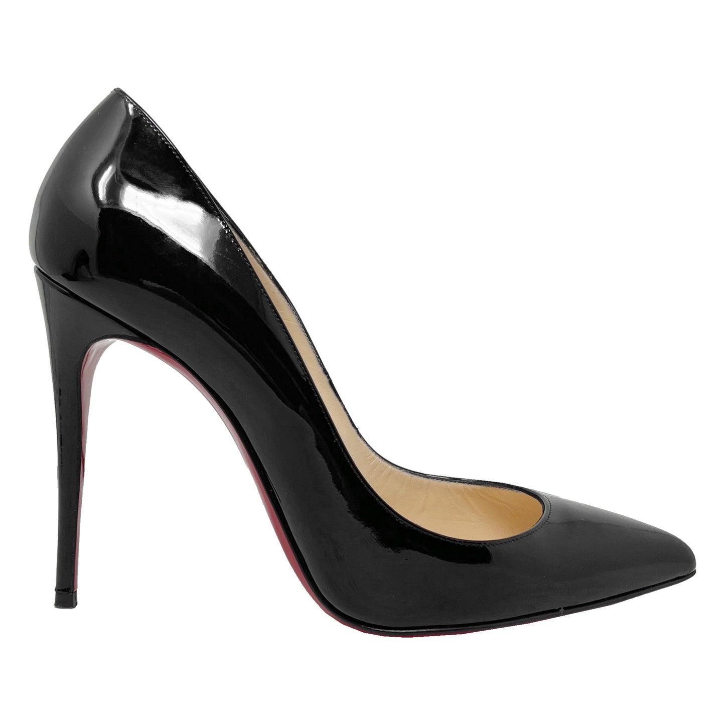 Christian Louboutin Pigalle Follies Black Patent Leather Pointed Toe Pumps Heels