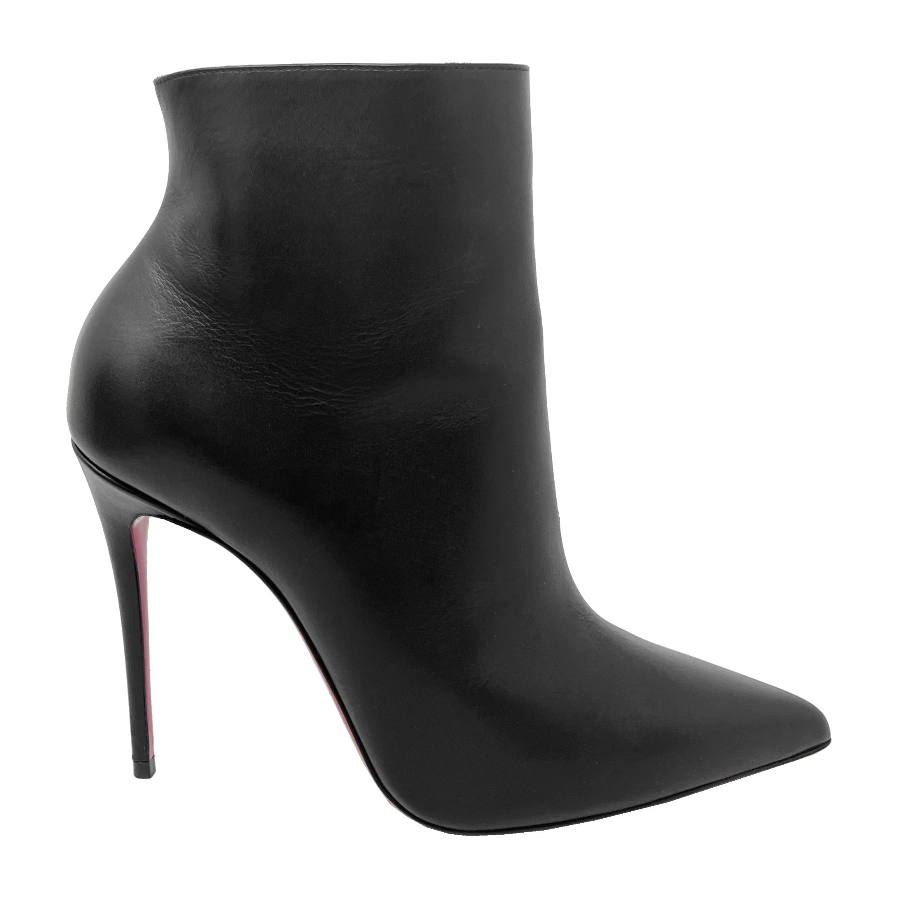 Christian Louboutin So Kate 100 Black Leather Pointed Toe Stiletto Ankle Boots