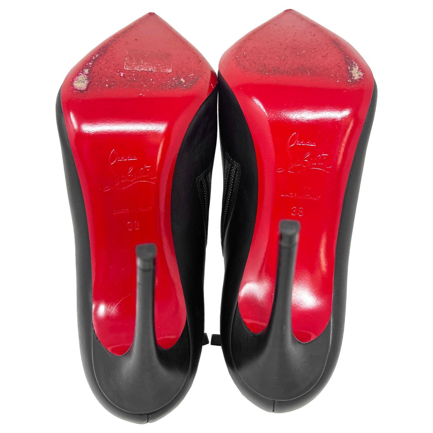 Christian Louboutin So Kate 100 Black Leather Ankle Boots Size EU 38