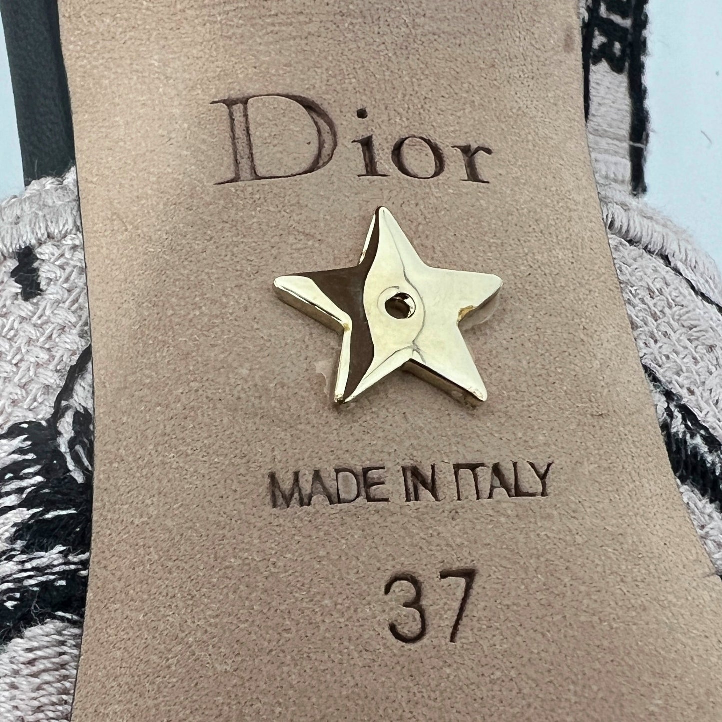 Dior J'Adior Technical Pink Floral Print Logo Slingback Pointed Toe Pumps Heels Size EU 37