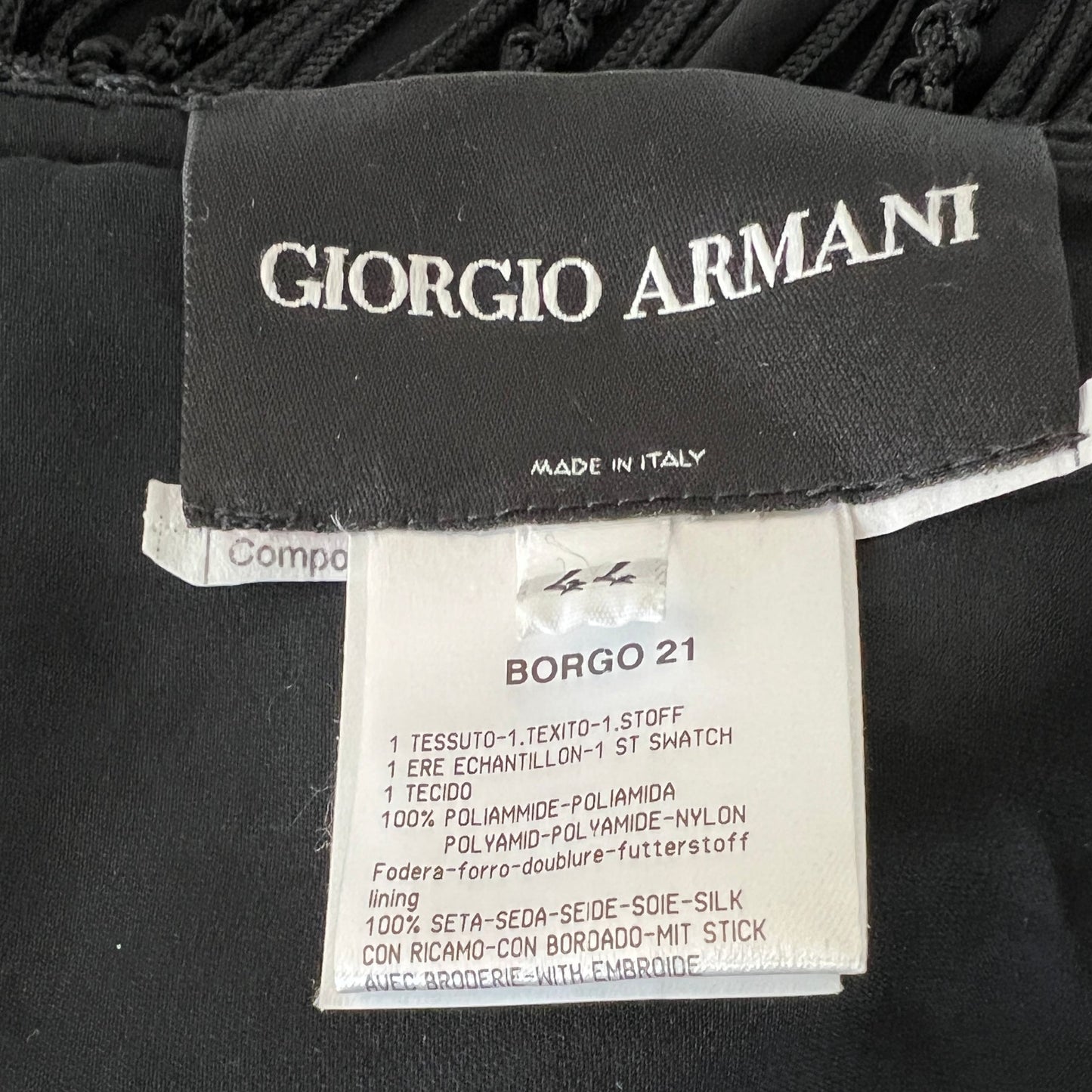 Giorgio Armani Jacket Black Crochet Macrame Fringe Blazer Jacket Size US 8